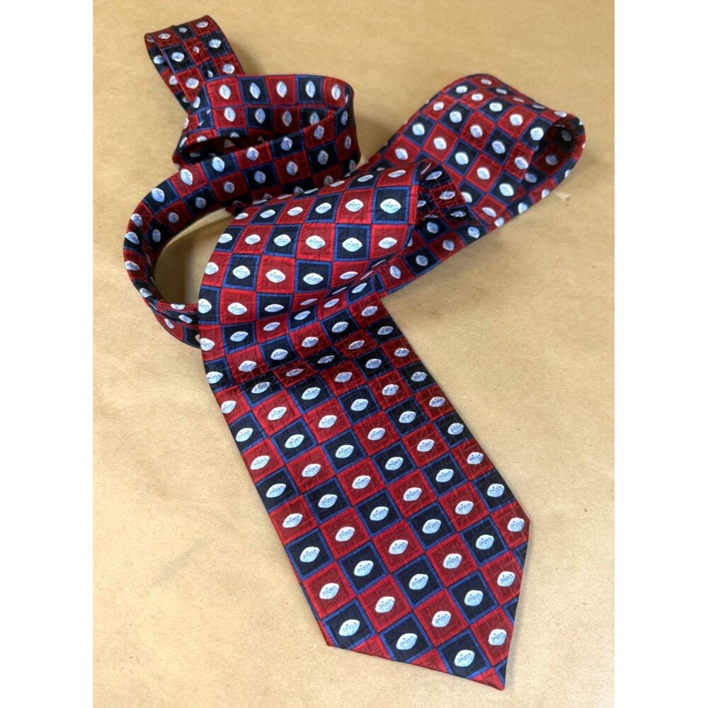 PFIZER Silk Tie Necktie Little Blue Pill Print Red Blue Black 3.75"x56"